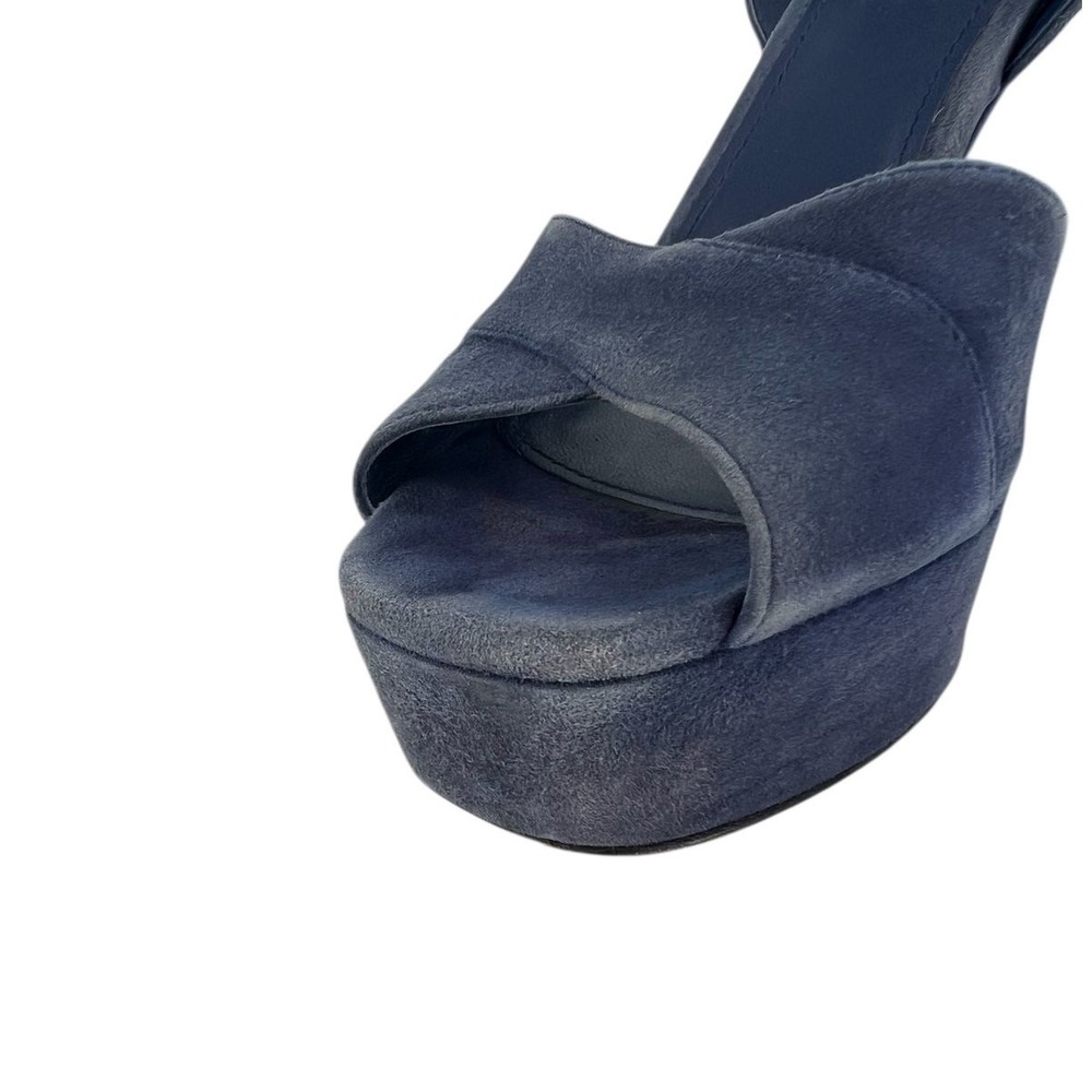 Prada Suede Crisscross Platform Sandals in Blue Size 40.5 - Picture 12 of 16